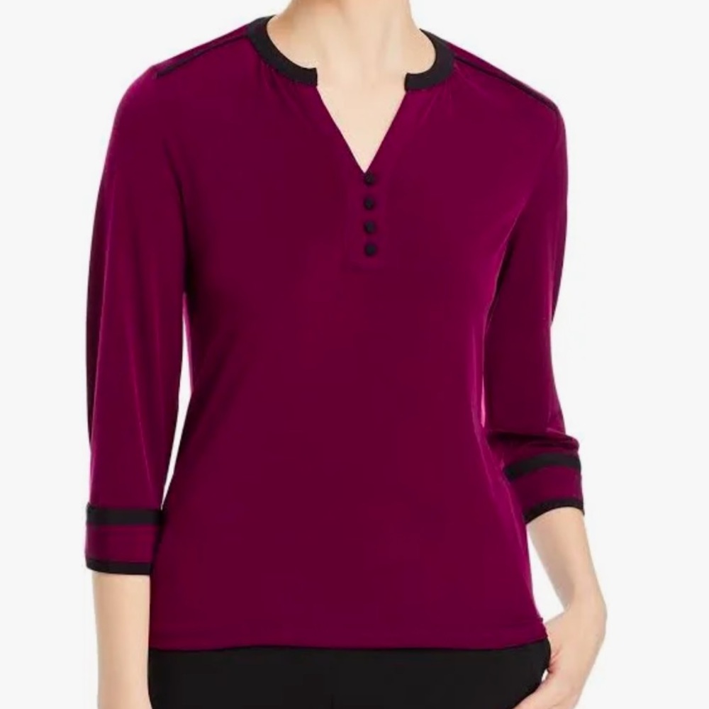 Karl Lagerfeld Tops Karl Lagerfeld Magenta Contrast Trim